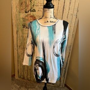 Jess & Jane 3/4 Sleeve Top Size Medium Pattern is Canali